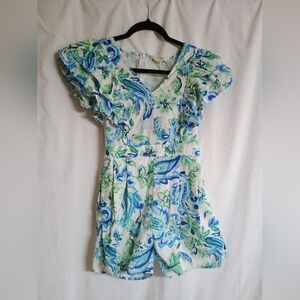 Entro Blue and Green Patterned Romper